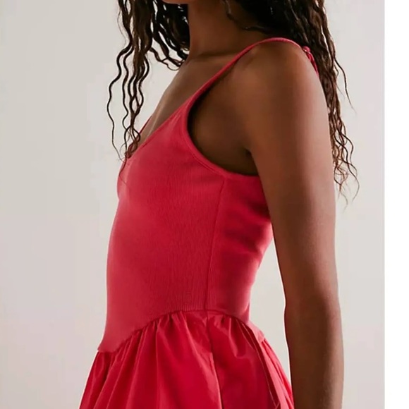 COPY - Free People Dylan Midi Dress in Miami Beet.Waist is 14 1/2 and skirt is … - Picture 2 of 7